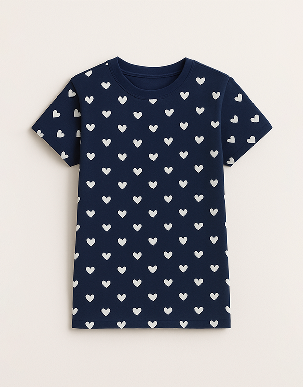Short Sleeve Kids Sleepwear White Heart - Image 5