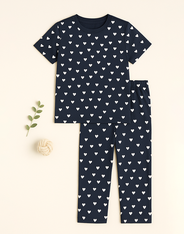 Short Sleeve Kids Sleepwear White Heart - Image 4