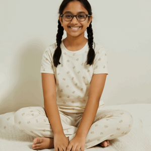 Shorts Sleeve Kids Sleepwear White Cat