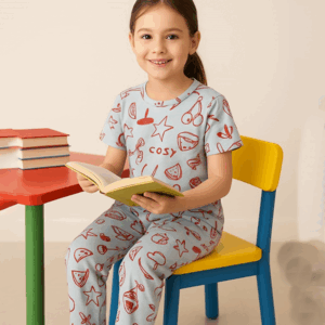 Shorts Sleeve Kids Sleepwear Blue Cosy