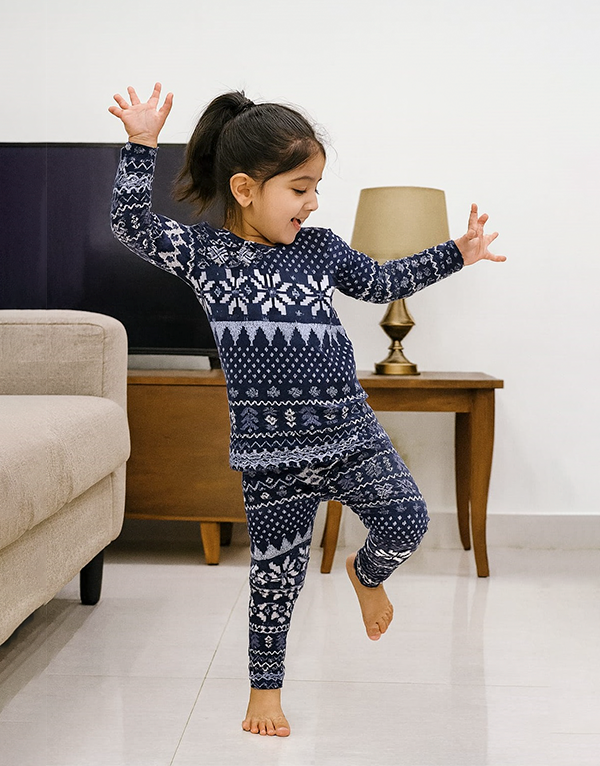 Long Sleeve Kids Sleepwear Zigzag